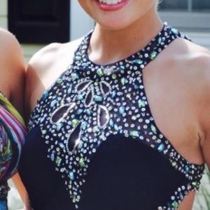 High Neck Jewel Detailing Gown